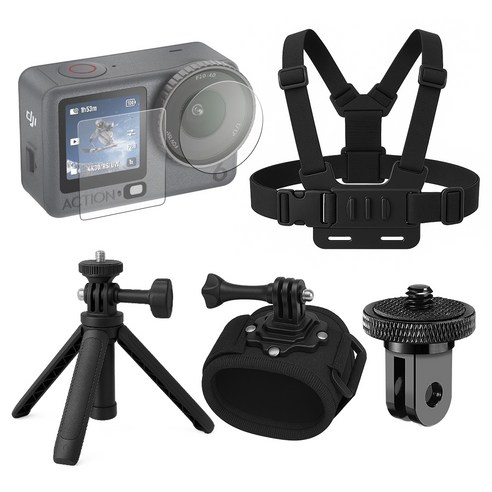 스페이스쉴드 DJI 오즈모 액션 6 호환 액션캠 셀프 촬영 브이로그 필수 마운트 삼각대 악세서리 5종 세트, 1세트