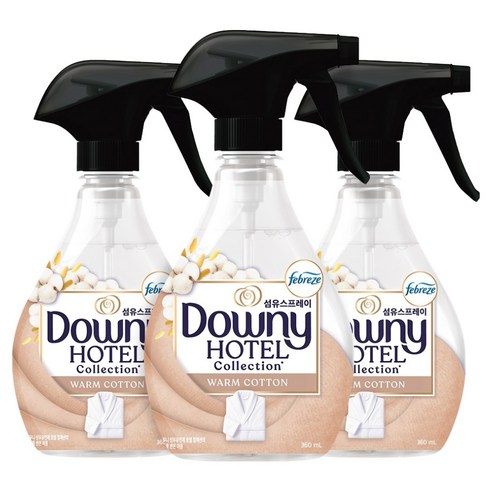 다우니 호텔 컬렉션 섬유탈취제 웜 코튼향 본품, 3개, 360ml