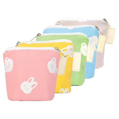 세맘스 안감방수 버니베어 약파우치 5종 세트, Pink, Yellow, Green, Blue, Beige