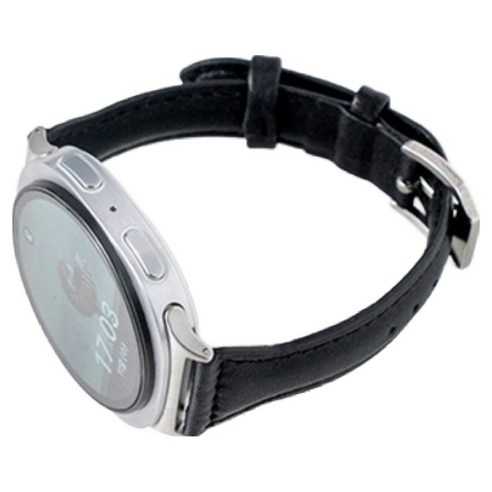 누아트 갤럭시워치 호환 미니멀 슬림 가죽 스트랩 40 / 44 / 46mm, 블랙, 1개