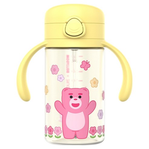 주니 벨리곰 원터치 빨대컵, 옐로우, 1개, 260ml