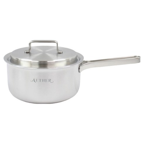 AETHER 인덕션 에테르 IH 통5중 무연마제 304스텐 편수냄비, 실버, 1개, 18cm
