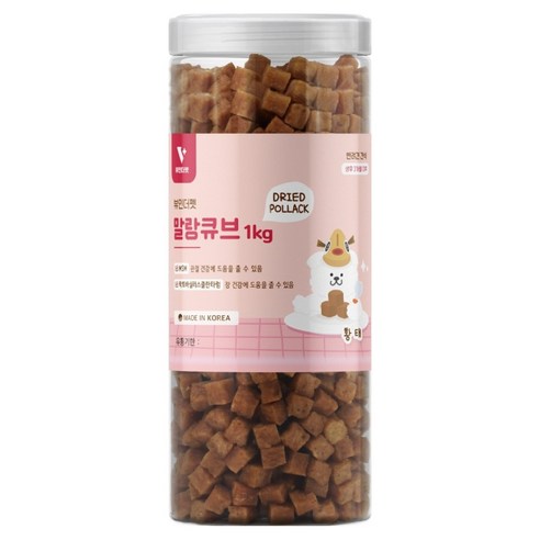 뷰인더펫 강아지 말랑 큐브 간식, 황태, 1kg, 1개