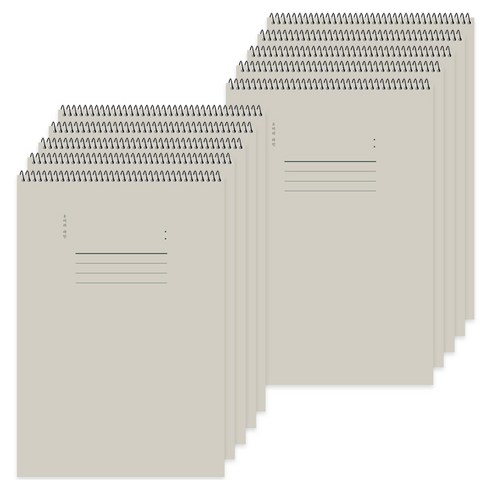 포포팬시 모노심플 1000 8mm 라인 상철 세로 스프링 노트, 그레이, 10개