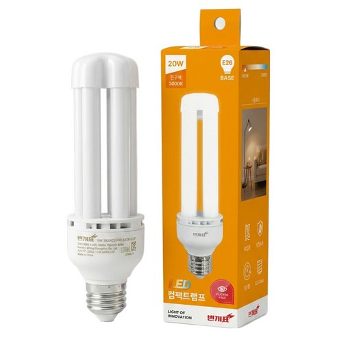 번개표 LED 컴팩트 램프 20W, 전구색, 1개