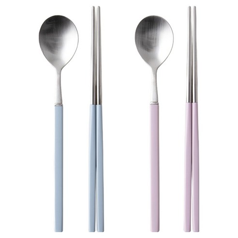 소소모소 멜로우 2인 수저세트, 파스텔, 1세트, 숟가락 2p + 젓가락 2p