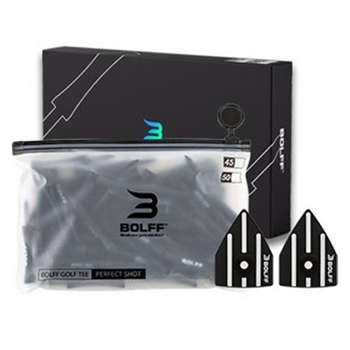BOLFF 퍼펙트샷 골프티 에이밍 높이고정 대나무티 55p 세트, 1세트, 블랙
