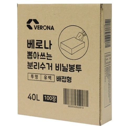 베로나 뽑아쓰는 재활용비닐 배정봉투 유백 100매입, 1개, 40L