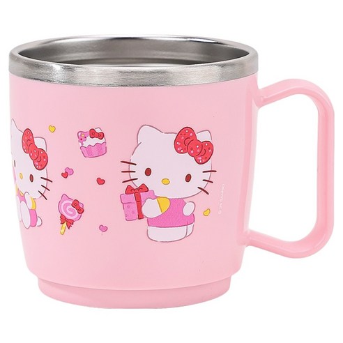 릴팡 헬로키티 컬리 식기세척기용 스텐컵, 혼합색상, 1개, 210ml
