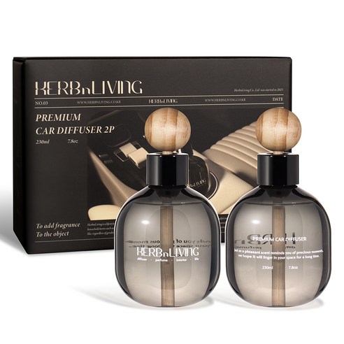 허브앤리빙 대용량 차량용 디퓨저 2p 230ml, 밤쉘, 1세트