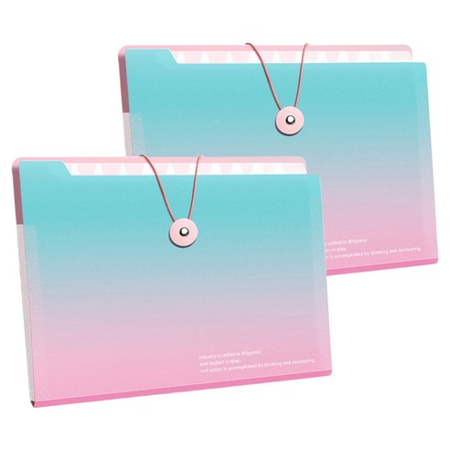 델리리움 예쁜 색감 대용량 아코디언 서류 A4 파일 케이스 5단 32 x 25 cm, 2개, 그라데이션 블루