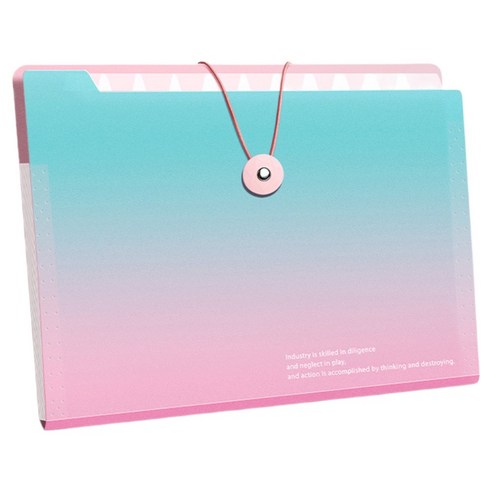 델리리움 예쁜 색감 대용량 아코디언 서류 A4 파일 케이스 12단 32 x 25 cm, 그라데이션 블루, 1개