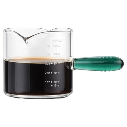 발룬피니 내열유리 컬러핸들 벨크리머 계량 샷잔 200ml, 그린, 1개