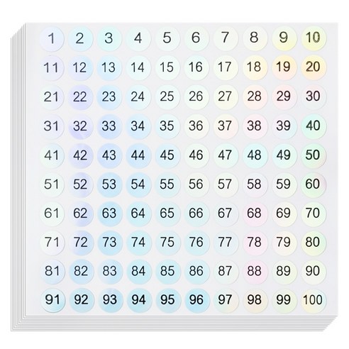 모던앳 홀로그램 숫자 원형 스티커, 10개, 1개입