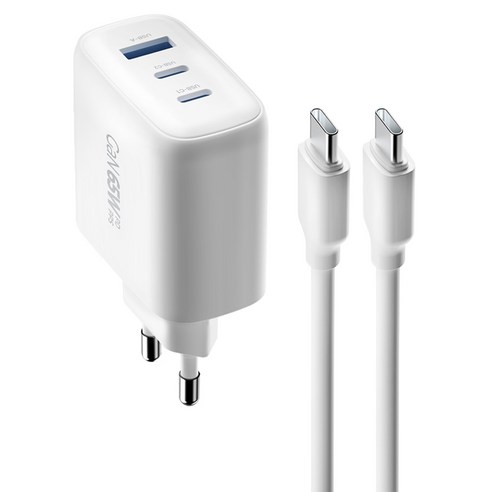 뉴클 GaN 65W PPS 초고속 충전기 3포트 + 케이블 2m 세트, 화이트, 1세트