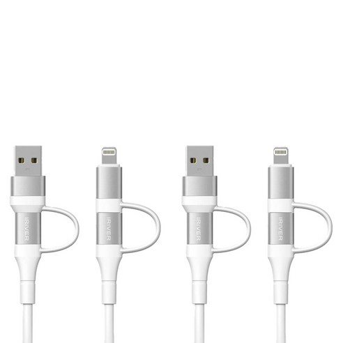 아이리버 C타입/USB A-C타입/라이트닝8핀 4in1 멀티 60W PD 고속충전 케이블 ISD-CL150CA, 2개, 혼합색상, 1.5m