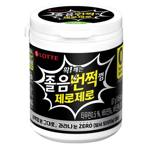 롯데웰푸드 졸음번쩍껌 제로제로 용기, 1개, 87g