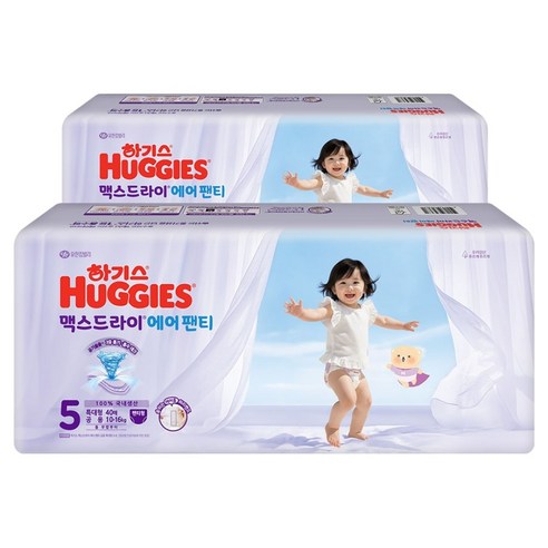 하기스 맥스드라이 에어 팬티형 기저귀 남여공용 특대형, 5단계, 80매