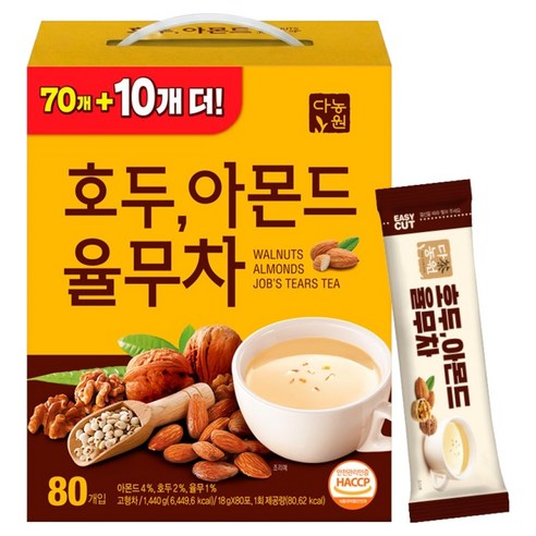 다농원 호두 아몬드 율무차, 80개입, 1개, 18g