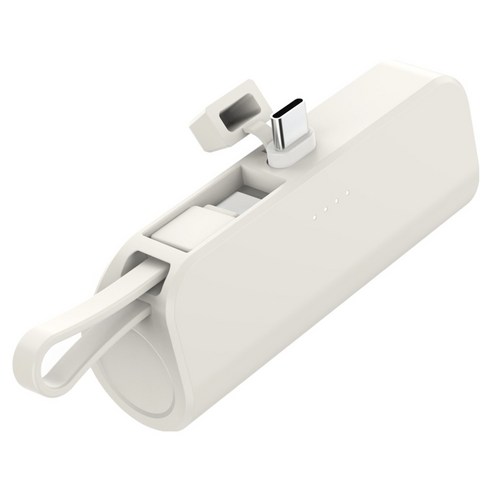 힙스터 도킹형 보조배터리 5000mAh C타입 C타입 스트랩, 아이보리, MOPB-R5-CHL