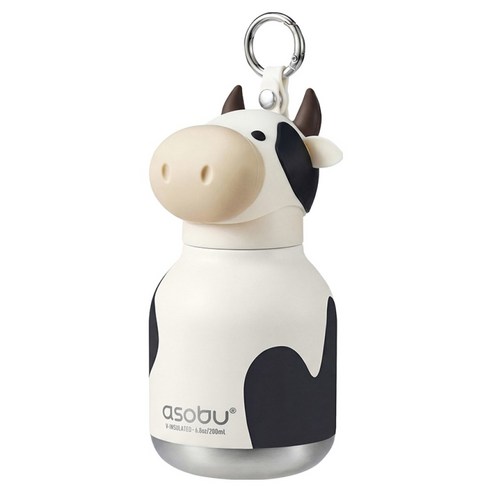 아소부 스텐 진공 보온보냉 캐릭터 키링 미니 베스티 텀블러, 카우, 1개, 200ml