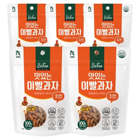 베푸 고양이 아크 맛있는 이빨과자, 5개, 50g, 치킨맛