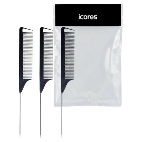 아이코어스 카본 스틸 꼬리빗, 블랙, 3개