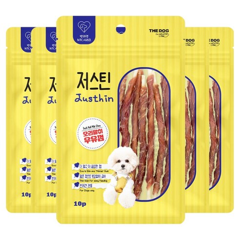 더독 강아지 저스틴 우유껌 얇은 고기말이 간식 10p, 50g, 5개, 오리