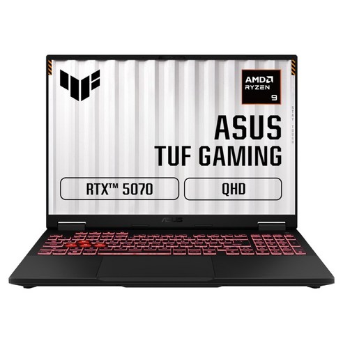 ASUS 2026 TUF 게이밍 A16 라이젠9 라이젠 8000 시리즈 지포스 RTX 5070, 예거 그레이, FA608PP-QT111, 1TB, 16GB, Free DOS