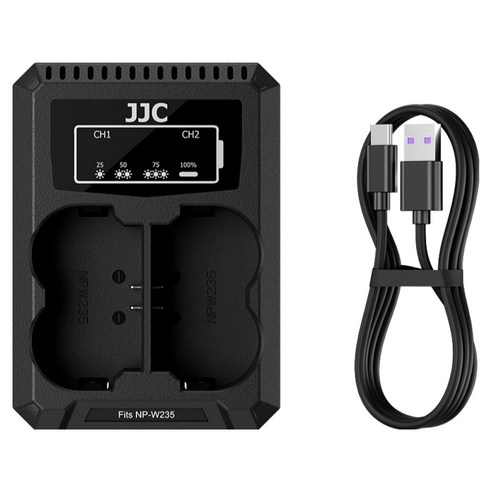 JJC 후지 NP W235 배터리 충전기 X-H2 GFX100RF GFX100SII X-S20 X-T5, 1개, DCH-W235TC