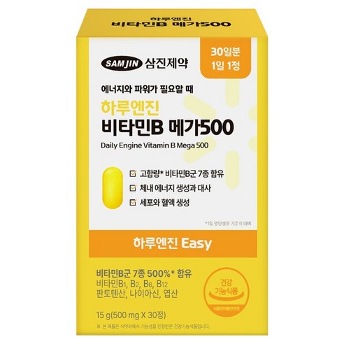 삼진제약 하루엔진 이지 비타민B 메가 500 15g, 1개, 30정