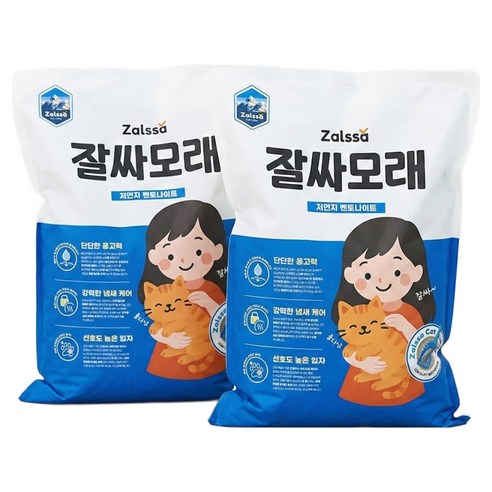 잘싸 저먼지 벤토나이트 대용량 고양이 모래, 8kg, 2개, 무향