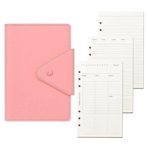 모모디 모먼트 프리미엄 만년형 플래너 6공 다이어리, 베이비핑크, 1개
