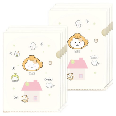 포포팬시 미오니 캐릭터 반투명 L홀더 A4 파일, 10개, 아이보리