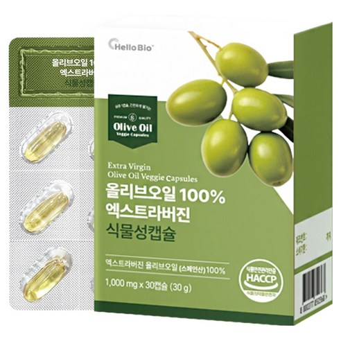 헬로바이오 올리브오일 엑스트라버진 식물성 캡슐 30g, 30정, 1개