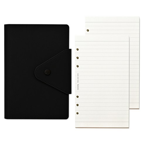 모모디 모먼트 프리미엄 데일리 7mm 라인 6공 다이어리, 블랙, 1개