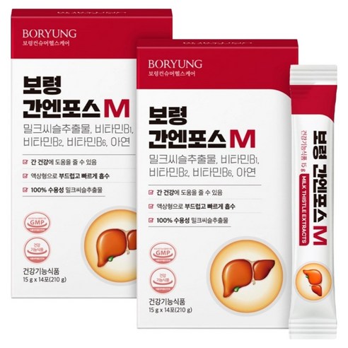 보령 간엔포스M 액상 밀크씨슬 간건강 실리마린 14p, 2개, 210g
