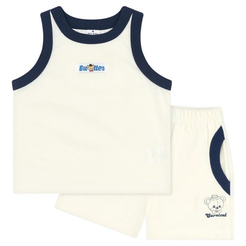 MilkBaby 아일렛 여름 실내 민소매 상의 + 하의 세트