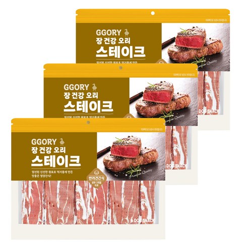 꼬리치는강아지 강아지 스테이크 건조간식, 400g, 3개, 오리바