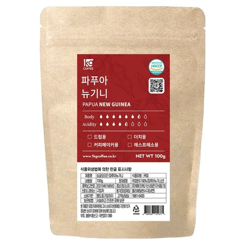일킬로커피 싱글오리진 파푸아뉴기니 원두, 100g, 1개, 홀빈(분쇄안함)