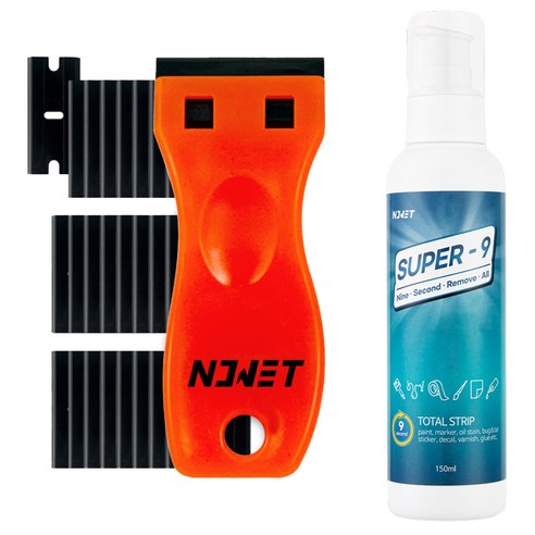 노웻 슈퍼나인 스티커 페인트 제거제 150ml + 멀티 스크래퍼 + 리필날 30p 세트, 1세트