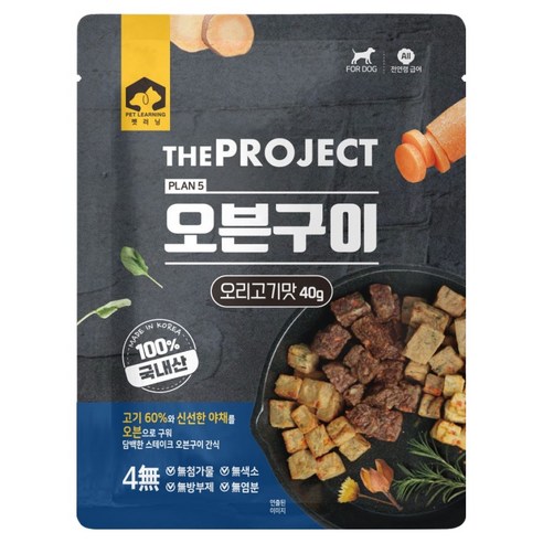 펫러닝 강아지 더프로젝트 오븐구이 수제간식, 40g, 1개, 오리