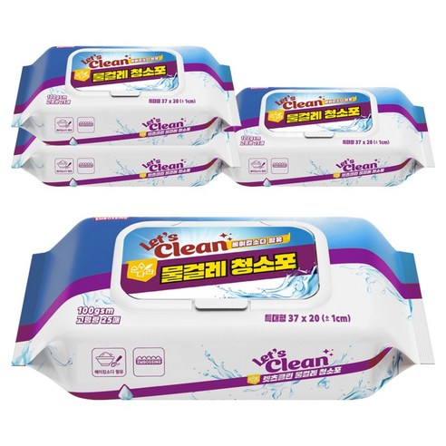 렛츠클린 고평량 물걸레 청소포 100gsm, 4개