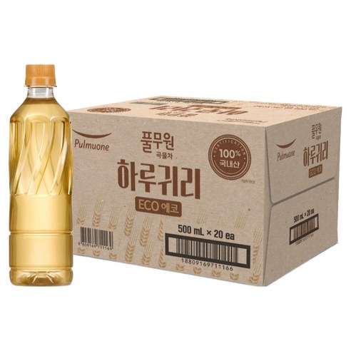 풀무원샘물 하루귀리 곡물차 무라벨, 500ml, 20개