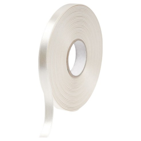 포포팬시 뭉구 프리미엄 유광 단면 공단 리본 10mm, 04 아이보리, 1개, 45m
