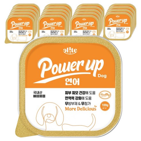 엘릿 강아지 파워업 주식 사각캔, 100g, 20개, 연어