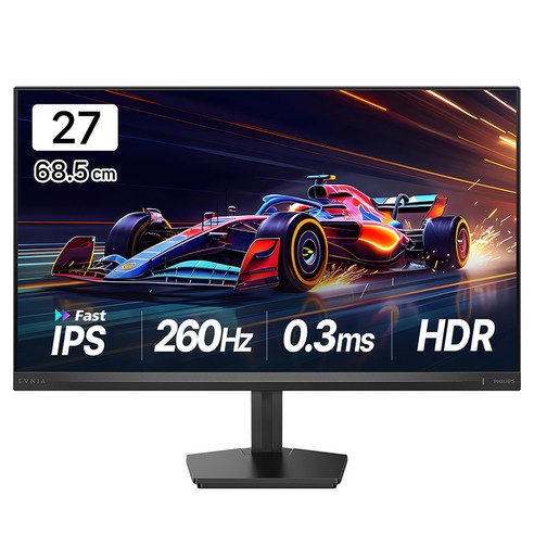 필립스 QHD 에브니아 260 FAST IPS 프리싱크 AI HDR 게이밍 무결점 모니터, 68.5cm, 27M2N3500PF