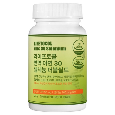 라이프토콜 면역 아연 30 셀레늄 더블실드 20g, 1개, 100정