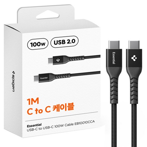 슈피겐 USB-C to C 100W 케이블, 블랙, 1개, 1m
