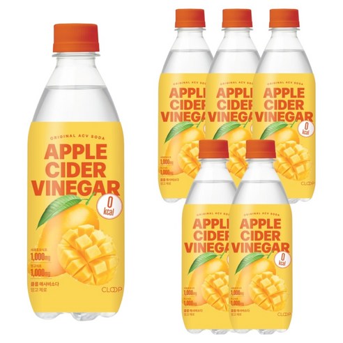 클룹 애사비소다 망고 제로 탄산음료, 6개, 500ml
